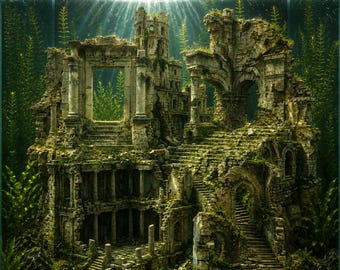 Sunken Ancient Zelda City Ruins Aquarium Decoration 112