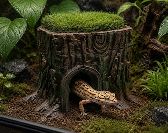 Magnetic Humid Hide for Leopard Gecko | Modular 3D Printed Tree Stump Hide | Moss Shedding Box | Reptile Terrarium Decor 21