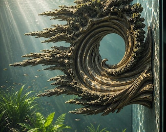 Eye of the Forest — Wall-Mount Spiral Root Wreath Aquarium & Terrarium Decor 3D Printed 21