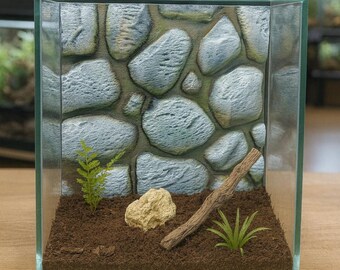 Basalt Kopfstein Backdrop: Robuste Steinmauer & Zelda Aquarium Decor 45