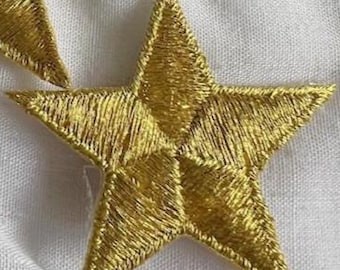 Embroidered Patch, Iron-On, Gold Star, Vintage -- 135-GBDe1