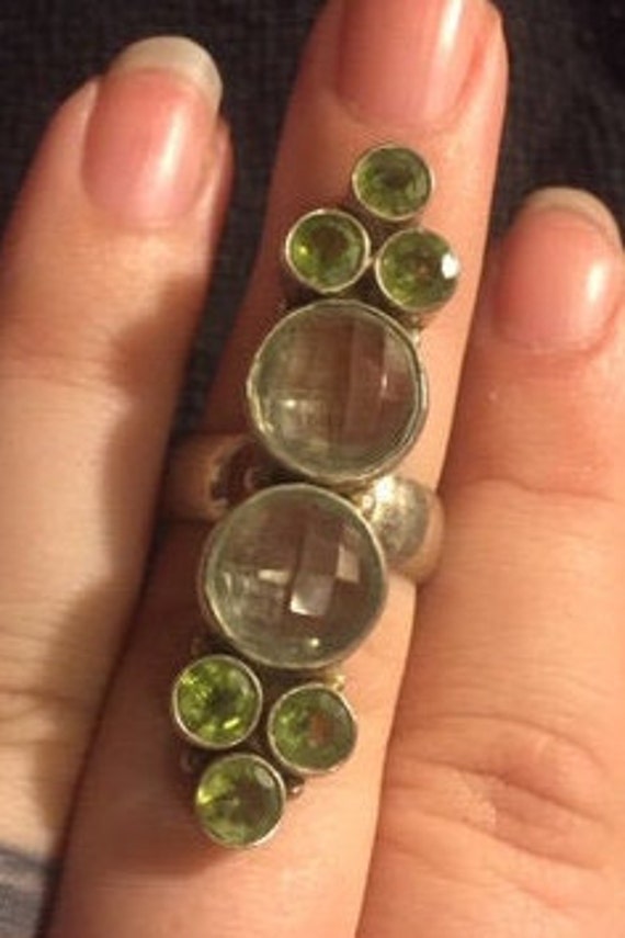 Ring, Green Amethyst & Peridot, Sterling Silver, … - image 3