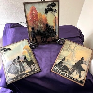Silhouette Reverse Painted Convex Glass Pictures, 8&quot; x 6&quot;  (CHOICE) -- 180-C