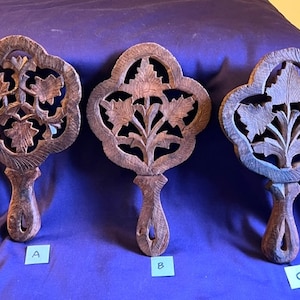 Carved Wood Trivet (CHOICE), from India -- 8436-11A