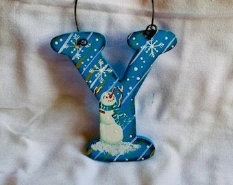 Hand Painted Initial Ornament/Gift Tag/Party Favor -- OL57