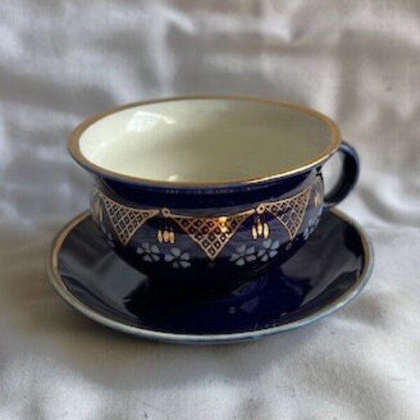 Blue and Gold Teacup Etsy