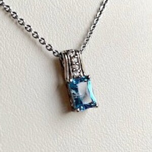 Pendant Necklace, Blue Topaz & Diamond or White Topaz -- 2726-COD1