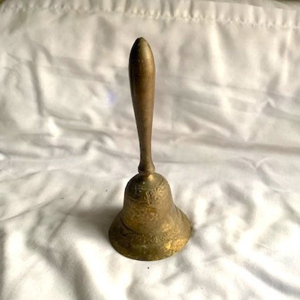 2 Bells, Brass School Bell or Bell Ringer's Bell & Small Antique Bell -- 3163-1D/COD1