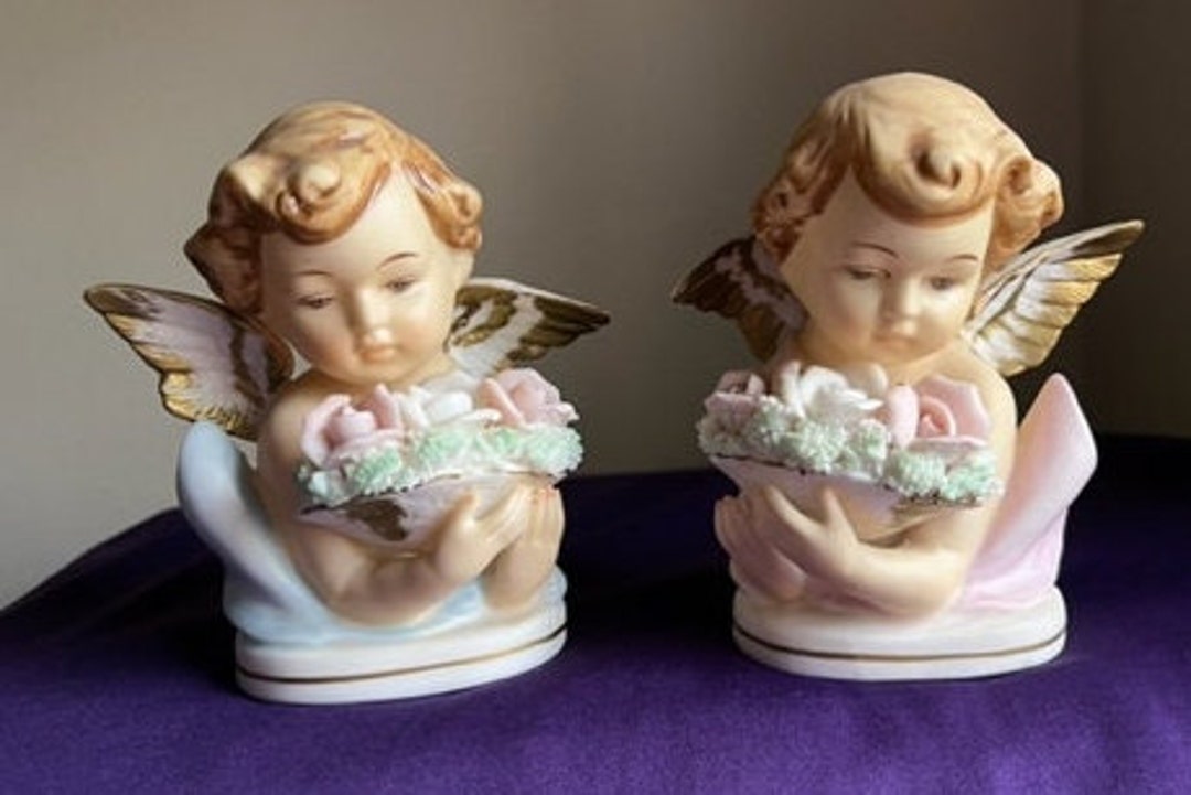 Cherub Angel Figurines 2, Porcelain, Tilso/japan 690412C Etsy