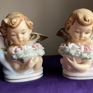 Cherub Angel Figurines (2), Porcelain, Tilso/Japan -- 6904-12C