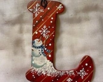 Hand Painted Initial Ornament/Gift Tag/Party Favor -- 7303