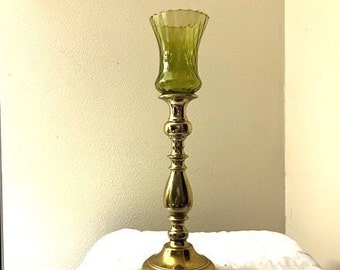 Brass Candlestick Holder with Glass Votive Cup -- 5139-4A