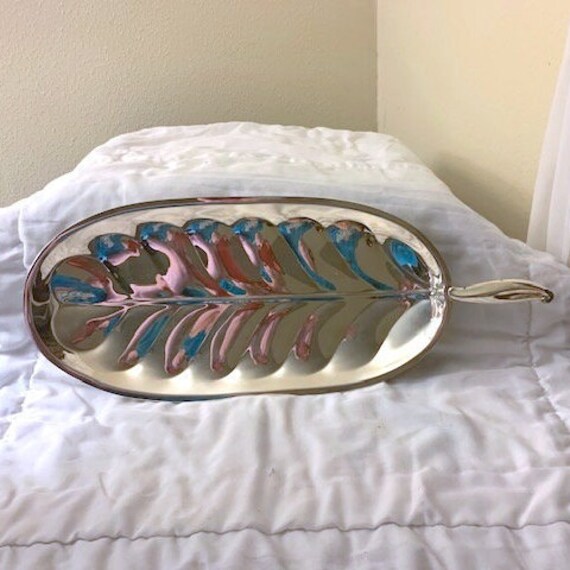 Banana Leaf Tray 153/4 x 73/4 Silver Plate Etsy
