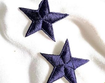 Embroidered Patch, Iron-On, Navy Blue Star, Vintage -- 131-GBD1