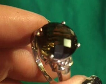 Ring, Smoky Topaz, Sterling Silver, Size 6-1/2 --  442K-COD1