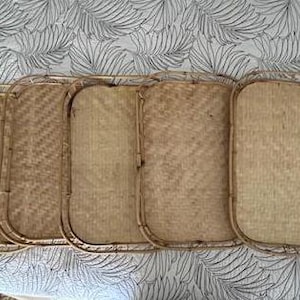 Wood, Woven Reed, & Bamboo Trays (5) -- 9679-SBRC