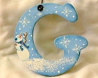Hand Painted Initial/Letter Ornament/Party Favor/Gift Tag -- 2796