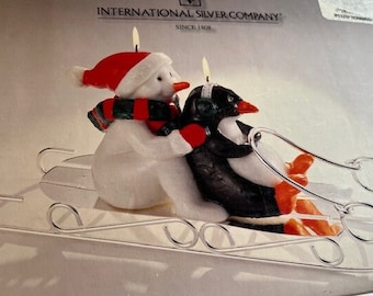 Penguin and Snowman Candle Sled -- 9095-GBR