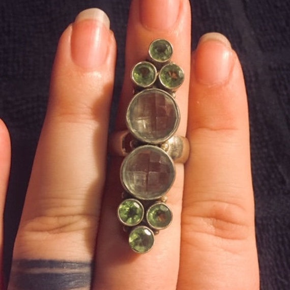 Ring, Green Amethyst & Peridot, Sterling Silver, … - image 2