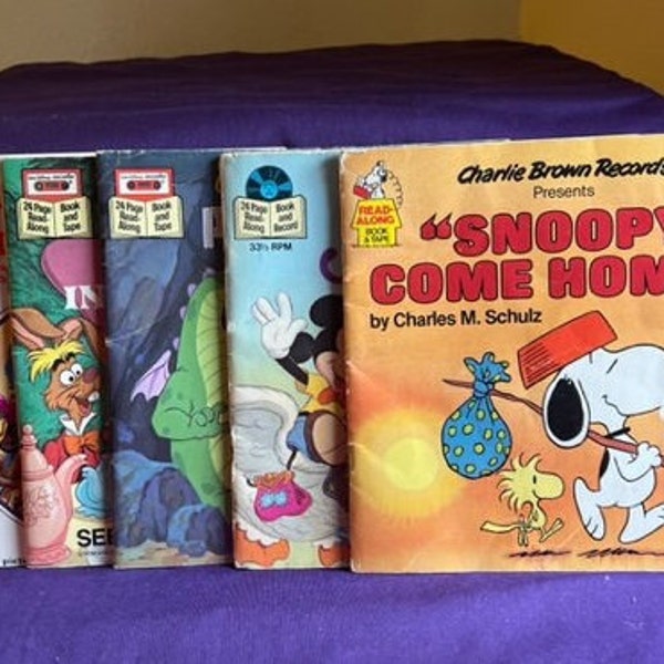 5 Children's books--Snoopy, Alice in Wonderland, Mother Goose, Pete's Dragon, The Muppet's Gonzo -- 8004-SBR