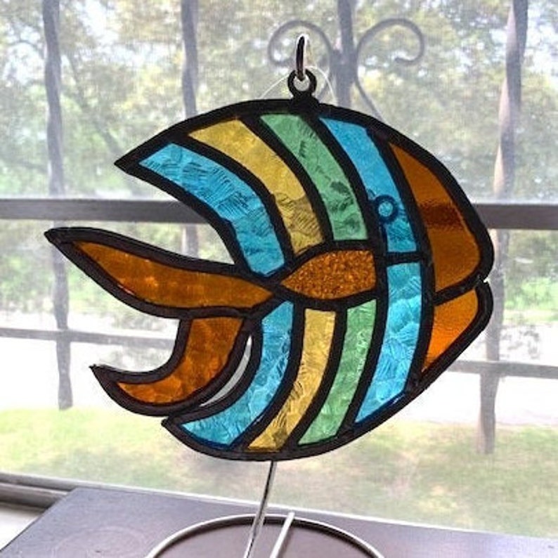 Suncatcher Fish Stained Glass 1858GBD Etsy