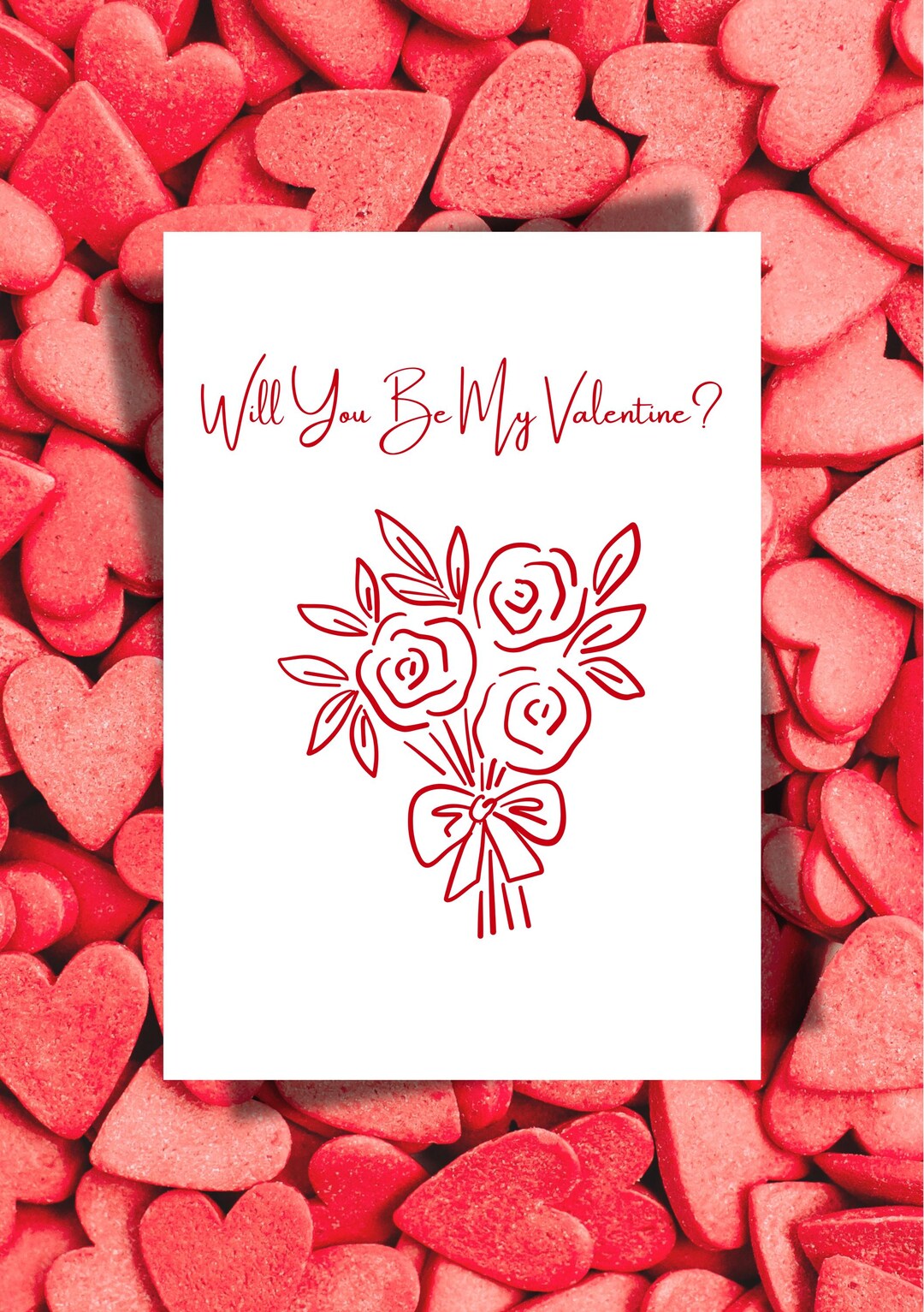 Valentine Printable Card - Will You Be My Valentine - Romantic A5 Card ...