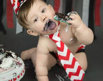 outfit smash cake boy birthday race cars diaper tie hat