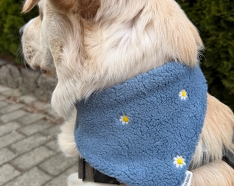 Pañuelo reversible para perro de peluche/muselina en 3 colores.