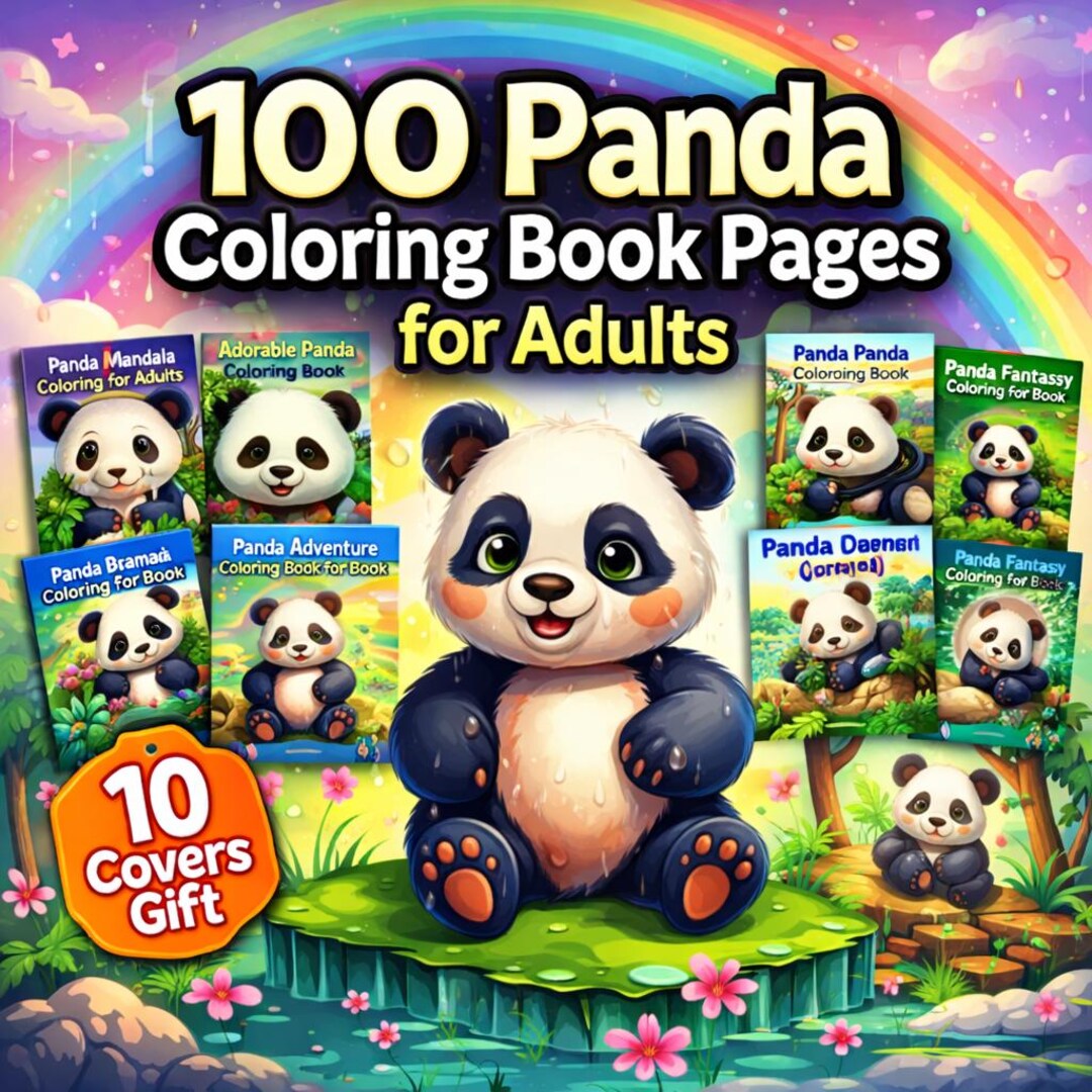 100 Panda Coloring Book Pages for Adults, Panda Coloring Pages Bundle ...