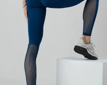 Mesh Calf High-Waisted Training Leggings with Pockets
