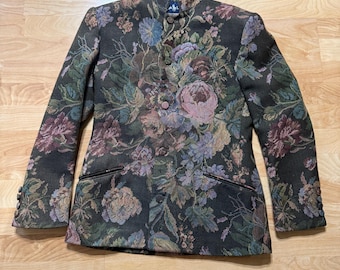 Vintage 90’s Ralph Lauren Floral Tapestry Wool Blend woman’s Blazer Size 6