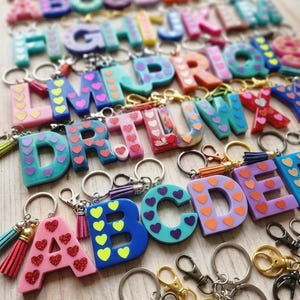 Custom Heart Initial Keychain - 3D Printed Letter Keyring - Personalized LEGO Style Charm - Monogram Gift for Her - Heart Embossed Accessory