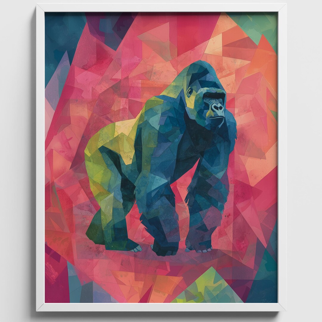 Printable Bold Abstract Gorilla Art - Modern Colorful Ink & Watercolor ...