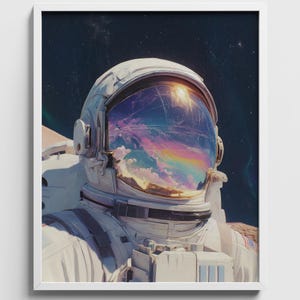 夢見る宇宙飛行士の肖像画、宇宙SFアートデジタルペインティング（デジタルダウンロード）721