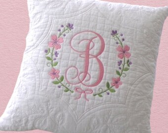 Monogrammed Pillow, Baby monogrammed pillow, Baby gift, Personalized pillow, Nursery pillow, Embroidered pillow, Quilted pillow.