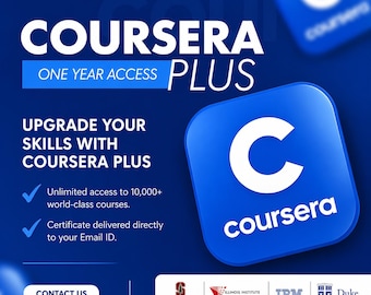 1 Year Coursera Plus Access | Unlimited Courses, Professional Certificates (Digital Delivery)