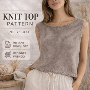 Patrón PDF para top de punto, camiseta sin mangas de verano, diseño raglán, ideal para principiantes (descarga digital)