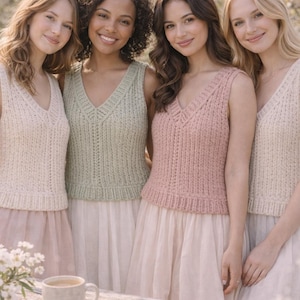 Sunday Brunch Vest Knitting Pattern | Easy V-Neck Knit Top (Digital PDF Download)