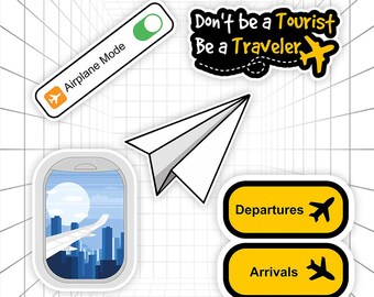 5 PCS Aesthetic Travel Journal Stickers, Funny Sarcastic Sticker, Laptop Decal, Water Bottle, Kindle Sticker