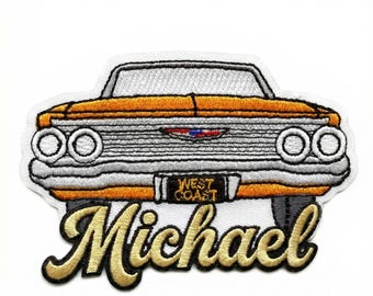Personalized Race Car Name Patch,1961 West Coast Impala Patch California Music LA Embroidered Patch, Custom Embroidered Iron-On Applique