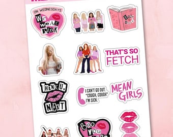 Mean Girls Sticker Pack, Mean Girls Movie, 12 Stickers Pack, Mean Girls Sticker Set, Mean Girls Gift, Waterproof Stickers, Mean Girls