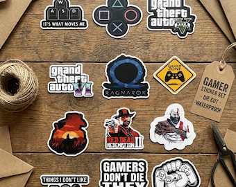 12 pcs Gaming Stickers, 12 Gaming Stickers Videogame Laptop Computer Phone Stickers For Kids Teens, Funny Vinyl Coding Stickers