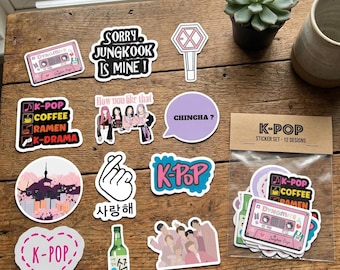 12 pcs K-pop Stickers, K-pop Merch | K-pop Gift, Funny Vinyl Coding Stickers, Waterproof Engineer Laptop Stickers, Computer Themed Gift