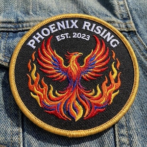 Unique Fire Phoenix Embroidered Patch, Fantasy Patch Applique for Jackets, Backpacks, Iron On Clothing Patches, Custom Embroidery Patch