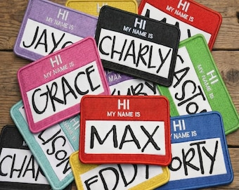 Hi My Name Is Custom Patch Name Patch Personalized Name Patch Name Tag with Hook Fastener Available