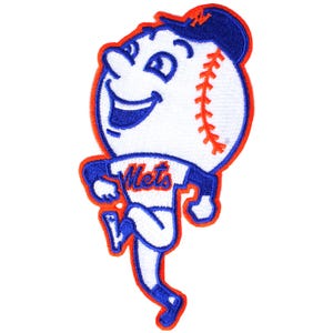 New York Mets Mr. Met Skipping Sleeve Jersey (2014) Embroidered Patch, Iron On Clothing Patches, Custom Embroidery Patch