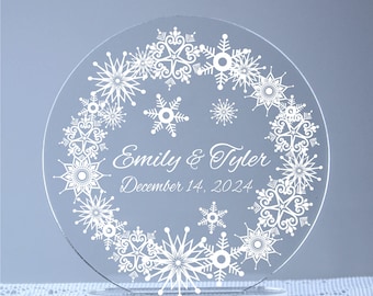 Snowflake Wreath Wedding Cake Topper Keepsake