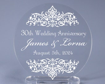 30th Pearl Wedding Anniversary Cake Topper  4" - 7" size available