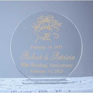 50th Golden Wedding Bells Anniversary Cake Topper Keepsake 25th, 60th, Available for ANY Anniversary year!