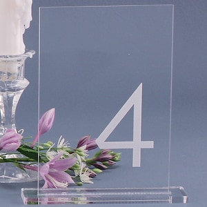 Simple Modern Table Numbers - Clear Engraved Acrylic for Wedding, Receptions or Parties